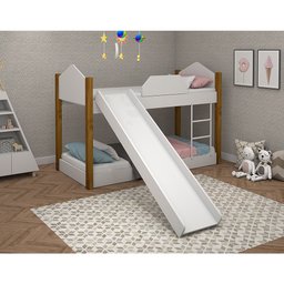 Bicama Infantil com Escorregador Juvenil Luiza Branco e Mel + Luminária Led - 3