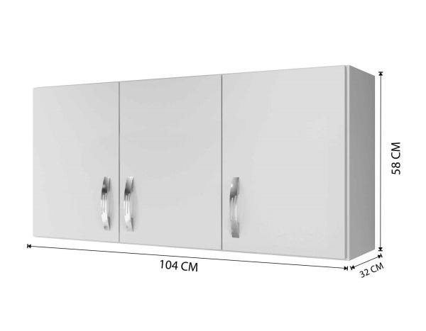 Armário Aéreo Life 3 Portas de Cozinha Área Serviço Casa - 4