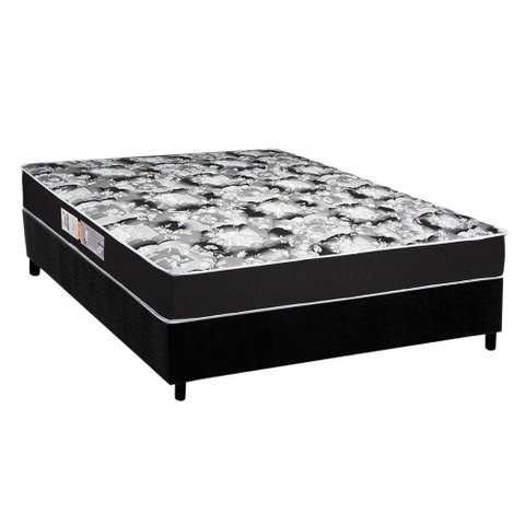 Cama Box Casal: Colchão Espuma Luckspuma D45 Gran Luck Pro + Base CRC Suede Black(138x188)