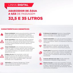Aquecedor de Água a Gás Digital Rheem 32,5 Litros Gn Bivolt para Sistemas - 8