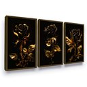 Ver imagem 2 de Quadros de Parede Flor Rosa Dourada Casal Sala Quarto