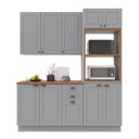 Ver imagem 2 de Armário de Cozinha Modulada Compacta Fidelitá Nara 100% MDF 3 Peças 190cm 10 Portas 2 Gavetas com