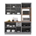 Ver imagem 3 de Armário de Cozinha Modulada Compacta Fidelitá Nara 100% MDF 3 Peças 190cm 10 Portas 2 Gavetas com