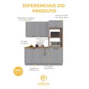 Ver imagem 5 de Armário de Cozinha Modulada Compacta Fidelitá Nara 100% MDF 3 Peças 190cm 10 Portas 2 Gavetas com