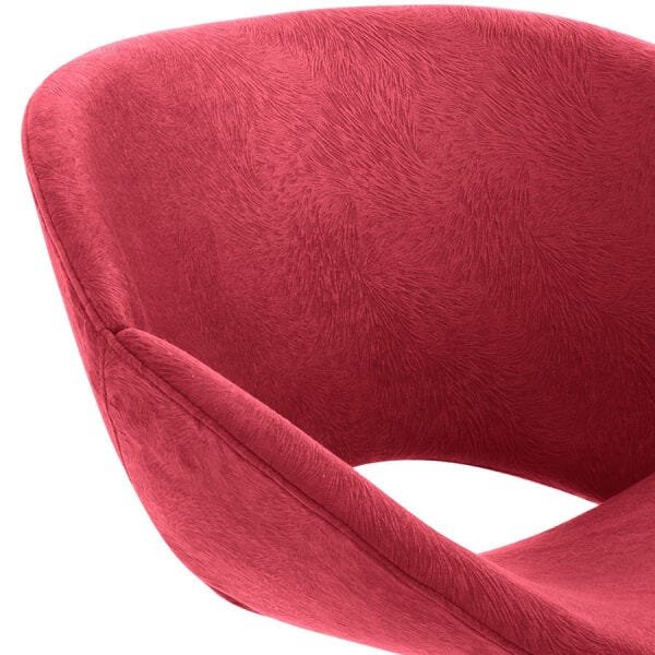 Poltrona Kiss Giratória com Pés em Carbono Suede Animale Vermelho - 7