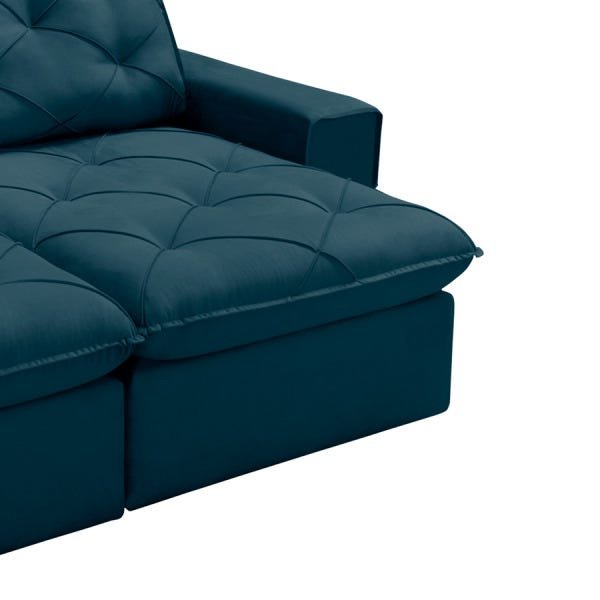 Sofá Shellda 3 Lugares (L: 2,30M) Retrátil e Reclinável Suede Aveludado Azul Dst - 8