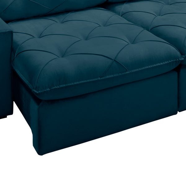 Sofá Shellda 3 Lugares (L: 2,30M) Retrátil e Reclinável Suede Aveludado Azul Dst - 6