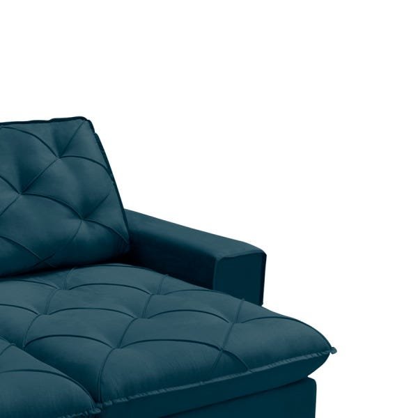 Sofá Shellda 3 Lugares (L: 2,30M) Retrátil e Reclinável Suede Aveludado Azul Dst - 1