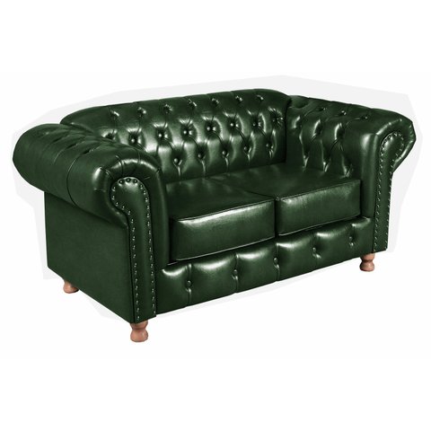 Sofá Luis XV Chesterfield Namoradeira 2 Lugares Decoração Sala Recepção Barbearia - Couríssimo Verde