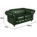 Ver imagem 4 de Sofá Luis XV Chesterfield Namoradeira 2 Lugares Decoração Sala Recepção Barbearia - Couríssimo Verde