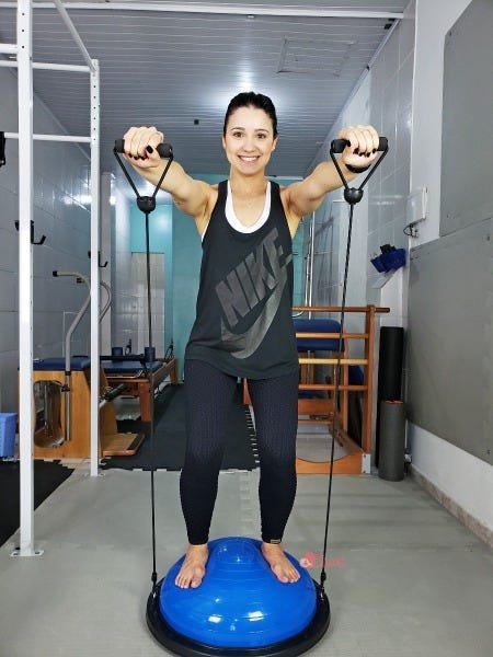 Meia Bola Com Bomba E Alças Extensor Mbfit Fitness Yoga - 2