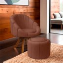 Ver imagem 2 de Kit Poltrona Decorativa Orgânica Flora Base Giratória com Puff Bouclê - Sofa Store:bouclê Terracota