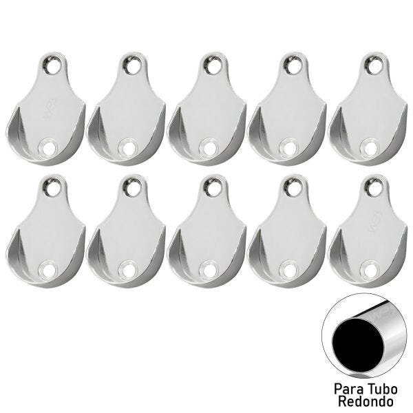 Suporte para Tubo Cabideiro Lateral Redondo 10 Peças