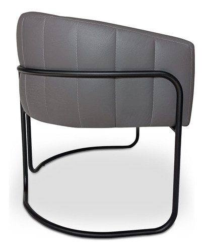 Poltrona Sofia Luxo Moderna com Base Aço Preto para Sala Corino Cinza Bz Decor - 4