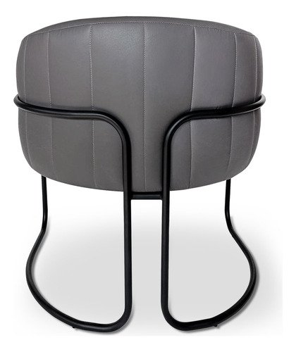 Poltrona Sofia Luxo Moderna com Base Aço Preto para Sala Corino Cinza Bz Decor - 3