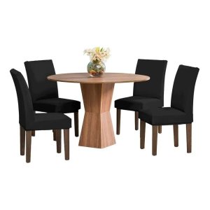 Capa para cadeira Lisa kit 8 lugares malha - Preto