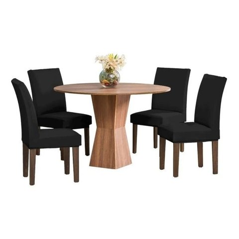 Capa para cadeira Lisa kit 8 lugares malha - Preto