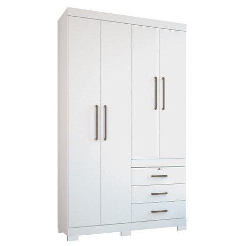 Guarda Roupa Solteiro 4 p Havana Santos Andirá Branco Branco