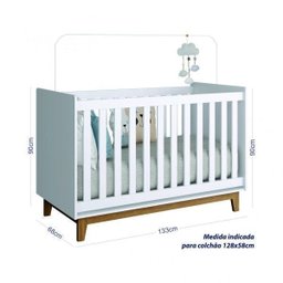 Quarto de bebê Completo com Guarda-Roupa 2 Portas, Berço, Cômoda 4 Gavetas e Estante Baixa Retrô Esp - 2