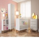 Ver imagem 1 de Quarto de bebê Completo com Guarda-Roupa 2 Portas, Berço, Cômoda 4 Gavetas e Estante Baixa Retrô Esp
