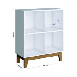 Quarto de bebê Completo com Guarda-Roupa 2 Portas, Berço, Cômoda 4 Gavetas e Estante Baixa Retrô Esp - 6