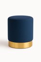 Ver imagem 2 de Puff com Rodape Dourado Azul Linho