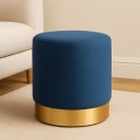 Ver imagem 1 de Puff com Rodape Dourado Azul Linho