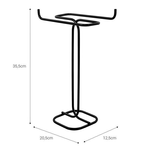 Toalheiro de Bancada Para Tolhas de Mãos Duplo Preto - Wp Connect - 4