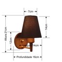 Ver imagem 2 de Arandela Cone Md-2004 Base Cobre Cúpula em Tecido 14/14x07cm Café - Bivolt