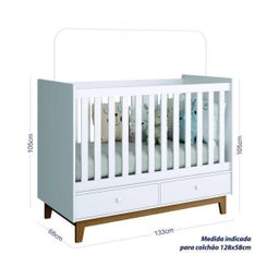 Quarto de Bebê com Berço 2 Gavetas e Cômoda 4 Gavetas Retrô - 2