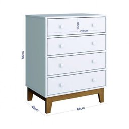 Quarto de Bebê com Berço 2 Gavetas e Cômoda 4 Gavetas Retrô - 3