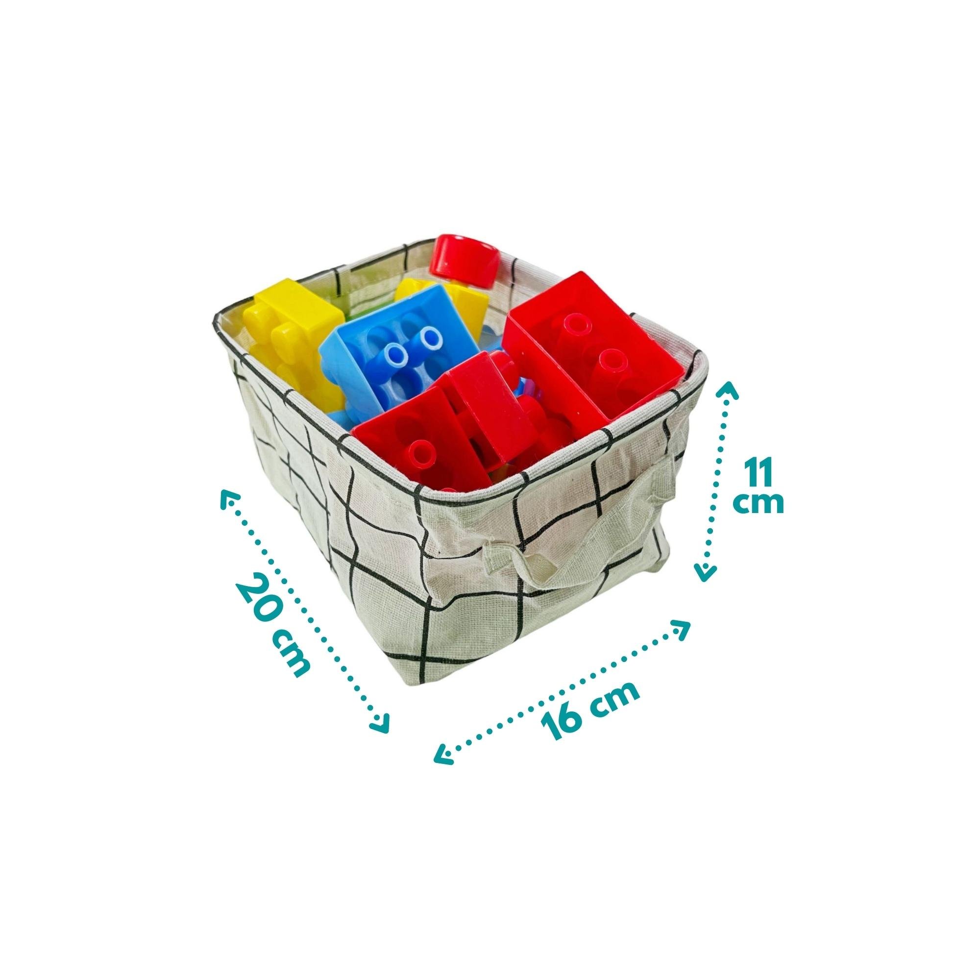 Kit 2 Cesto Organizador Em Tecido Multiuso Infantil Cesta Organizadora Brinquedo Decorativa Quad Bg - 3