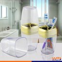 Ver imagem 4 de Porta Escovas e Creme Dental Translúcido Dourado Banheiro Luxo - Transparente