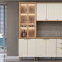 Ver imagem 1 de Cristaleira 100% MDF 225x65cm Selene Marrom/Jequitibá/Off White Fosco