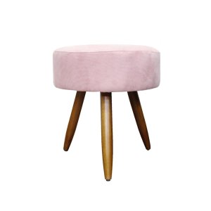 Puff Banqueta Redondo em Pés Palito B3 Móveis:rose