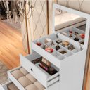 Ver imagem 4 de Bancada de Maquiagem Compacta Espelho e Nichos Organizadores - Branco