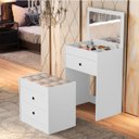 Ver imagem 3 de Bancada de Maquiagem Compacta Espelho e Nichos Organizadores - Branco