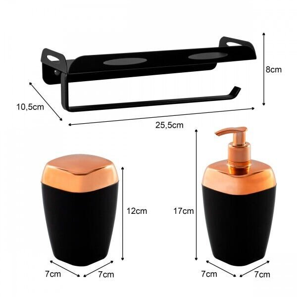 Toalheiro 25cm Com Prateleira Para Porta Sabonete Liquido e Algodão - 7