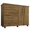 Cômoda Para Quarto 2 Portas 4 Gavetas Com Rodízios Encanto G03 Canela Wood - Mpozenato - 1