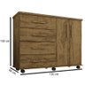 Cômoda Para Quarto 2 Portas 4 Gavetas Com Rodízios Encanto G03 Canela Wood - Mpozenato - 5