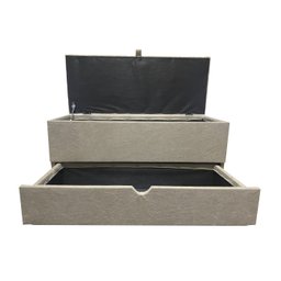 RECAMIER PUFF BAÚ SAPATEIRA E GAVETA 90 CM PARA CAMA DE SOLTEIRO - BEGE CLARO - 3
