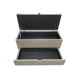 RECAMIER PUFF BAÚ SAPATEIRA E GAVETA 90 CM PARA CAMA DE SOLTEIRO - BEGE CLARO - 2