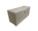 Ver imagem 5 de Recamier Puff Baú Sapateira e Gaveta 90 cm para Cama de Solteiro - Bege Claro