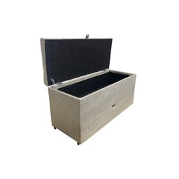 RECAMIER PUFF BAÚ SAPATEIRA E GAVETA 90 CM PARA CAMA DE SOLTEIRO - BEGE CLARO - 6