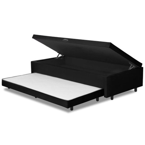 Base Cama Bibox com Baú Solteiro e Cama Auxiliar 3 em 1 - 88x188x46 Bela