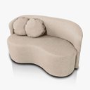 Ver imagem 2 de Sofá Orgânico Curvo 2 Lugares para Sala e Escritório Linho Olive