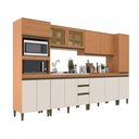 Ver imagem 2 de Cozinha Completa Cecilia 13 Portas 3 Gavetas com Vidro Freijó/off White - Jcarvalho