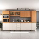 Ver imagem 1 de Cozinha Completa Cecilia 13 Portas 3 Gavetas com Vidro Freijó/off White - Jcarvalho