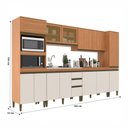 Ver imagem 4 de Cozinha Completa Cecilia 13 Portas 3 Gavetas com Vidro Freijó/off White - Jcarvalho