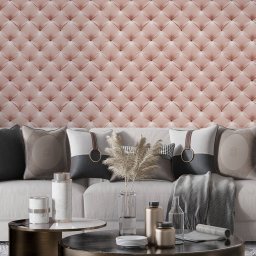 Papel de Parede Couro Capitone Rosa Lavavel Autocolante Adesivo Sala Quarto 1m x 50cm - 3